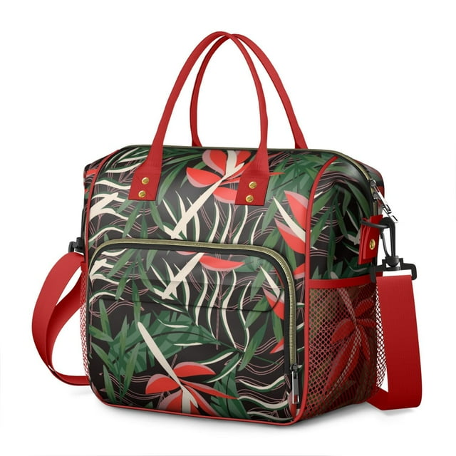 Boîte à Lunch Isolée Plante Tropicale Feuillue – Sac Isotherme à Double Compartiment Étanche Grande Capacité Réutilisable pour Voyage