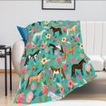 thumbnail image 6 of Horse Print Throw Blanket Horses and Flowers Pattern Blanket for Girls Kids Adults Super Warm Soft Cozy Plush Fleece Flannel Blanket for Sofa Couch Bed Birthday Gifts 40"x50", 6 of 6