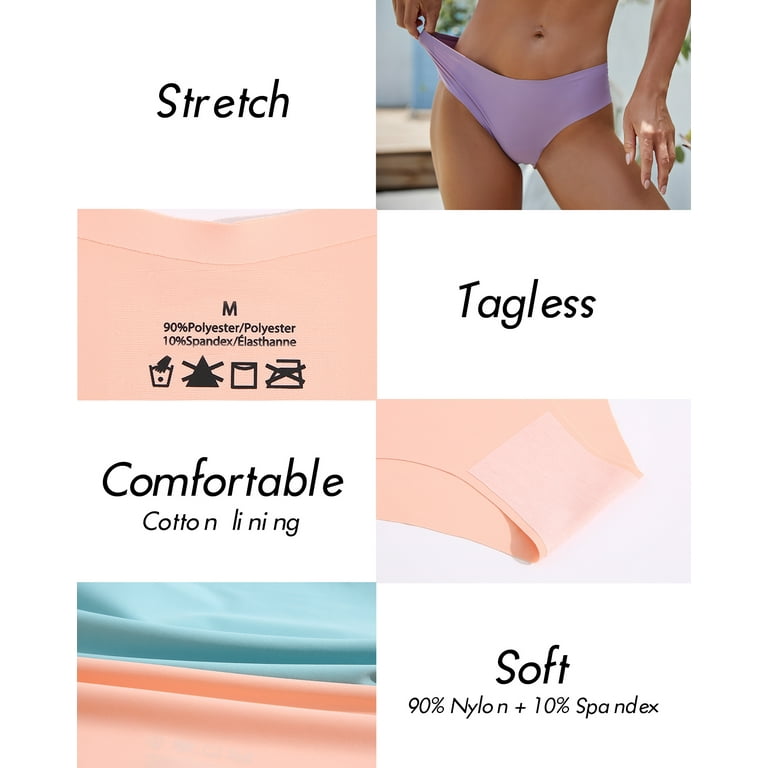 FINETOO 6 Pack Women’s Seamless Hipster Underwear No Show Panties  Invisibles Bri