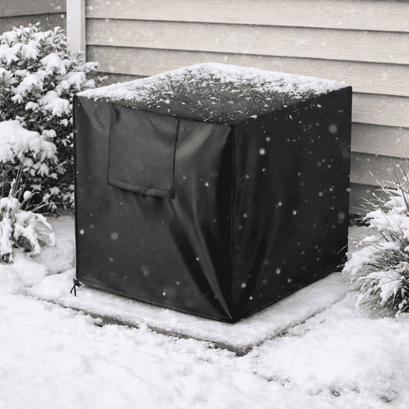 Lingsida Large Air Conditioner Covers for Outside, Waterproof and Windproof Square Outdoor AC Unit Covers, Black, 30x24x24"