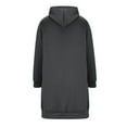 thumbnail image 5 of XIAONU Womens Hoodies Drawstring Zippered Cardigan Long-Length Hooded Sweatshirt Jacket Solid Color Oversized Peasure Pocket Hoodie, 5 of 5