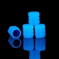 thumbnail image 2 of 4-Pack Luminous Car Tire Valve Caps, Blue Universal Tire Valve Covers - Glows in the Dark, Durable Plastic, Fits Most Small Vehicle Tires - For Car Owners, Vehicle Tire Maintenance, Night Visibility, 2 of 5