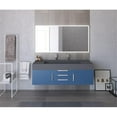 thumbnail image 2 of Nile 60" Blue Wood Floating Vanity with Gray Top and Chrome Trim, 2 of 11