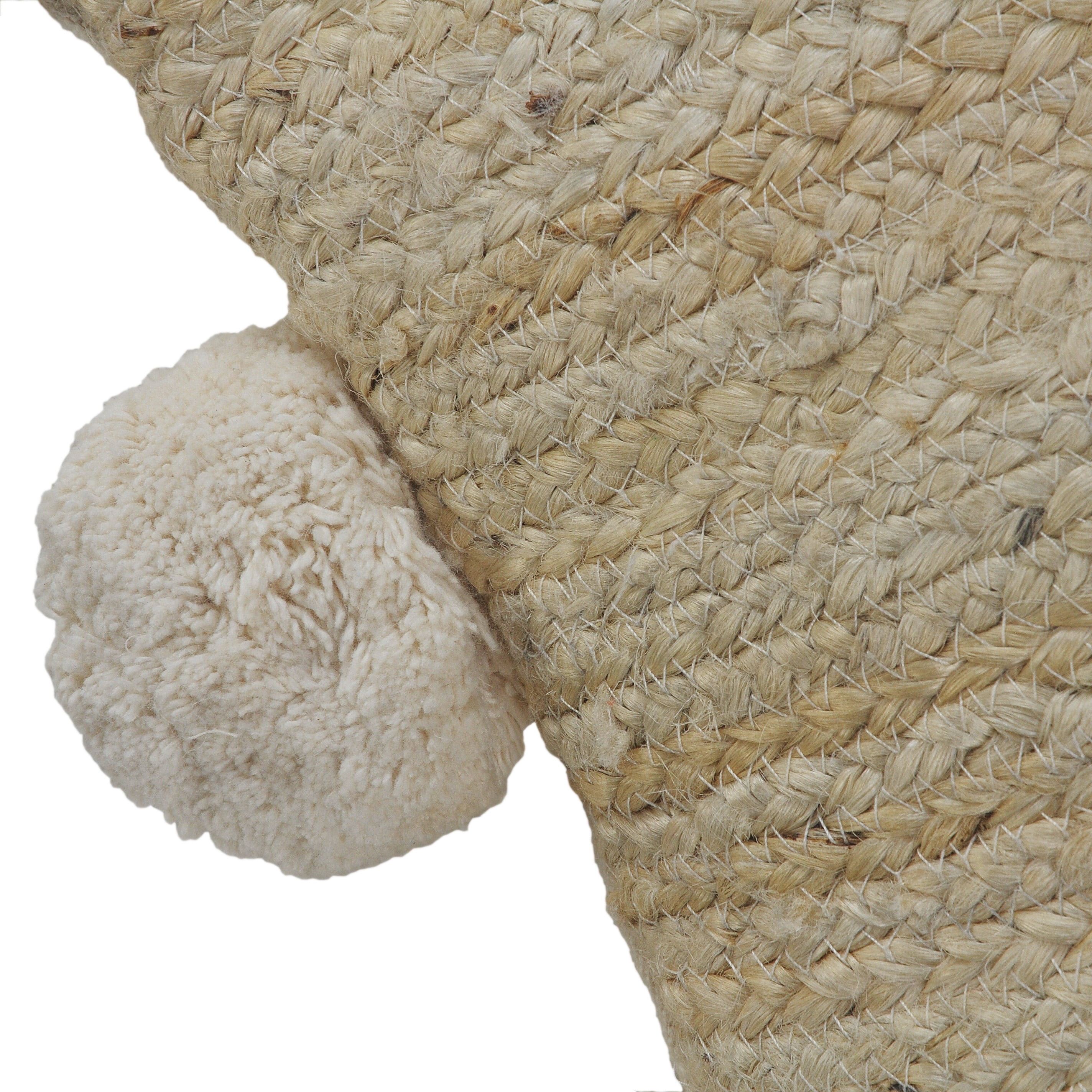 Ox Bay Quade 20" x 20" Natural Solid Jute Pom Pom Bordered Adult Decorative Throw Pillow