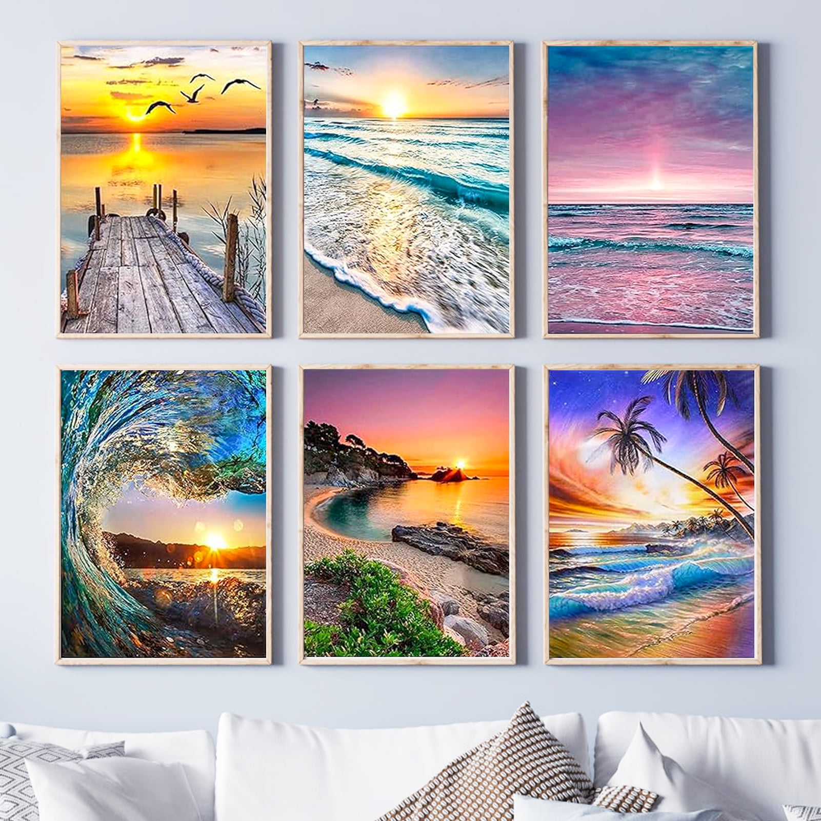 JYLMOOD 6pcs Paint by Numbers for Adults Kits, DIY Easy Painting by Numbers for Gift Home Wall Decoration 30x40cm（without Frame)