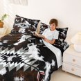 thumbnail image 3 of jejeloiu Moody Aztec Bed Sheets,Rustic Cowhide Full Size Sheets For Boys,Gray Black Brown,4 Pieces,1 Flat Sheet, 1 Fitted Sheet and 2 Pillowcases, 3 of 6