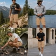 thumbnail image 6 of Men’s Cargo Shorts, 100% Polyester Elastic Waist Drawstring Shorts with Multi Pockets, Loose Fit Knee Length Casual Shorts for Summer Travel Outdoor Wear, 6 of 7