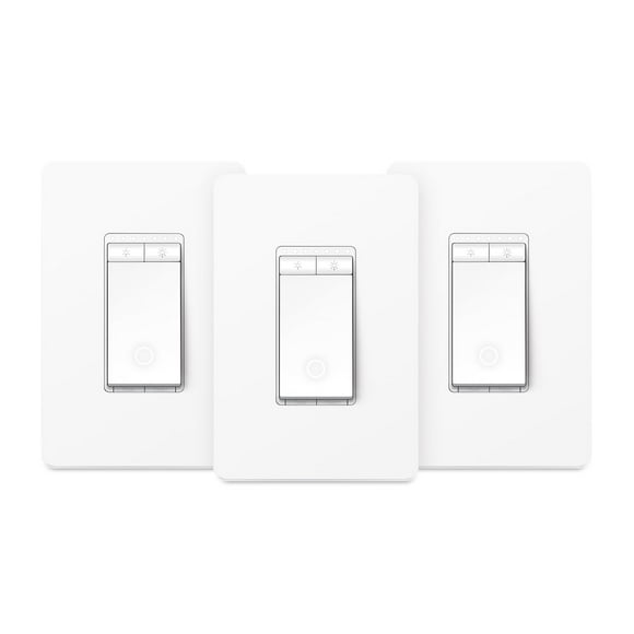Kasa Smart Variateur HS220P3, Pôle Unique, Nécessite un Fil Neutre, Interrupteur d'Éclairage Wi‐Fi 2,4 GHz Compatible avec Alexa et Google Home, UL