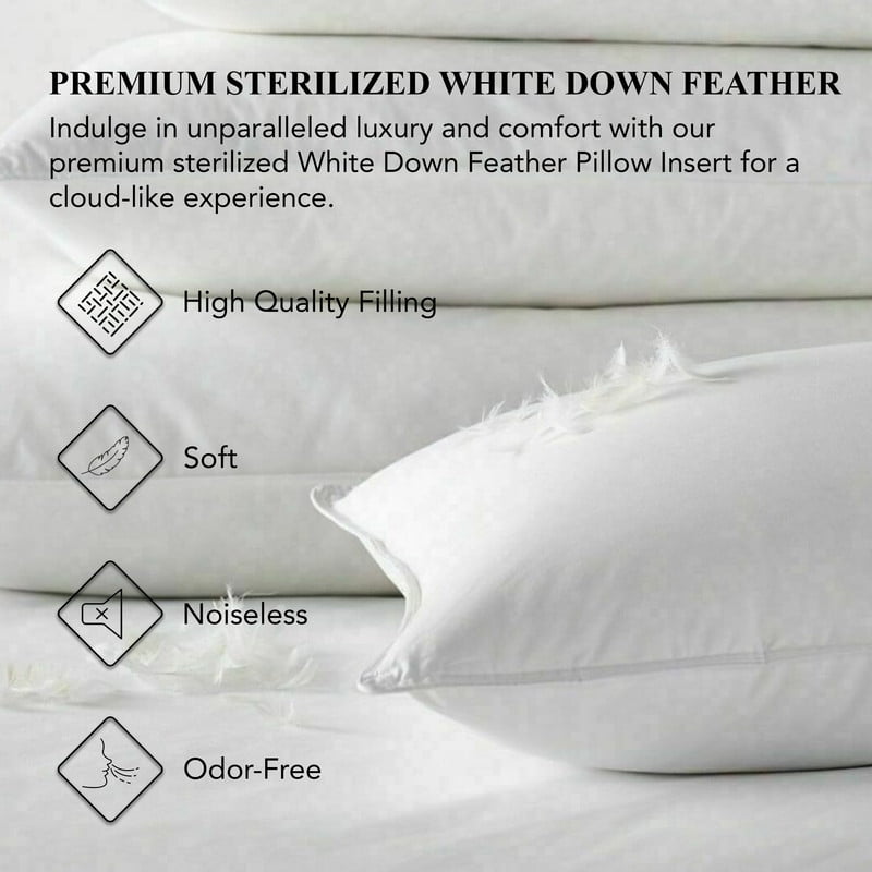 A1 Home Collections 18x18 Inch Square Throw Pillow Insert, RDS Certified Down Feather Filled, Pack of 1, White Bed and Couch Indoor Decorative Pillow