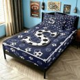 thumbnail image 2 of meiyoeat Soccer Letter S Zipper Comforter Set with Fitted Sheet and 2 Pillowcases for Boys, Sports Football Zipper Bedding Set for Bedroom, Navy Blue, Blue Reversible, 3 Pieces, 2 of 6