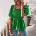 thumbnail image 5 of LYXSSBYX Womens Shirts Plus Size Clearance Women Fashion Solid Color Square Collar Ruffled T-shirt Tops Short Sleeve Loose Blouse, 5 of 8