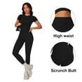 thumbnail image 6 of Clossjun Womens Two Piece Workout Sets Slim Fit Short Sleeve Shirt High Waist Leggings Yoga Outfits Matching Gym Suits, 6 of 6
