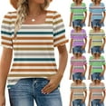 thumbnail image 2 of ShiShine Tops for Women Summer Casual Ruffle Trim Sleeve Square Neck T Shirts, 2 of 7