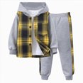 thumbnail image 3 of HCNTES Boys Clothes Flannel Plaid Shirt Sweatshirt Pullover Jacket Cardigan Pants Set 2PCS Kids Boys Fall Winter Outfits Sets 1 2 3 4 5 6 7 8 9 Years, 3 of 6