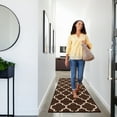thumbnail image 2 of Skid-Resistant Carpet Runner – Moroccan Trellis Lattice – Coffee Brown & Vanilla Cream – 6 Ft. X 26 In., 2 of 6
