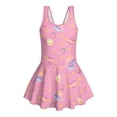 thumbnail image 4 of Xixirimido Planets Moon Stars Pink Print Modest Girls’ Swimwear One Piece – Hawaiian Skirted Bathing Suit with Built-in Shorts, Sleeveless UPF 50+ Swimsuits, 5-6 Years, 4 of 7
