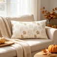 thumbnail image 4 of WDOBM 19.6x11.8 Inch White Fall Puffy Throw Pillow With Insert - Gold Maple Leaf Print Fuzzy Cushion - Autumn Winter Decor For Sofa Couch Bedroom Home, 4 of 6