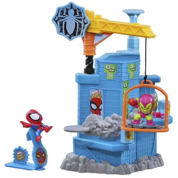 Set de juego Marvel Stunt Squad Crane Smash Spider-Man contra Green Goblin