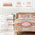 thumbnail image 6 of 3 Piece Vintage Ethnic Duvet Cover Set Full Size,Microfiber Comforter/Quilt Cover with Corner Ties and 2 Pillowcases,Boho Tribes Modern Orange Middle Century All Season Bedding with Zipper Closure, 6 of 8