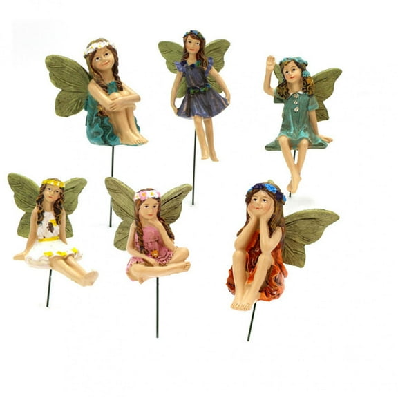 SDJMa 1 Set of 6 Vivid Garden Lawn Resin Ornaments, Flower Fairy Statues, Terrace Flower Pots and Plants Decorative Ornaments