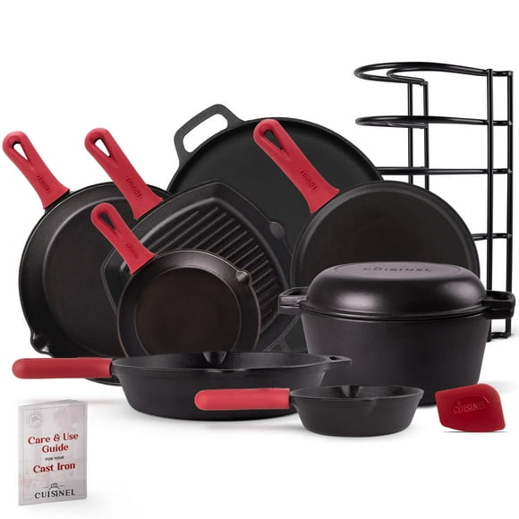 Juego de utensilios de cocina de hierro fundido Cuisinel de 18 piezas presazonados