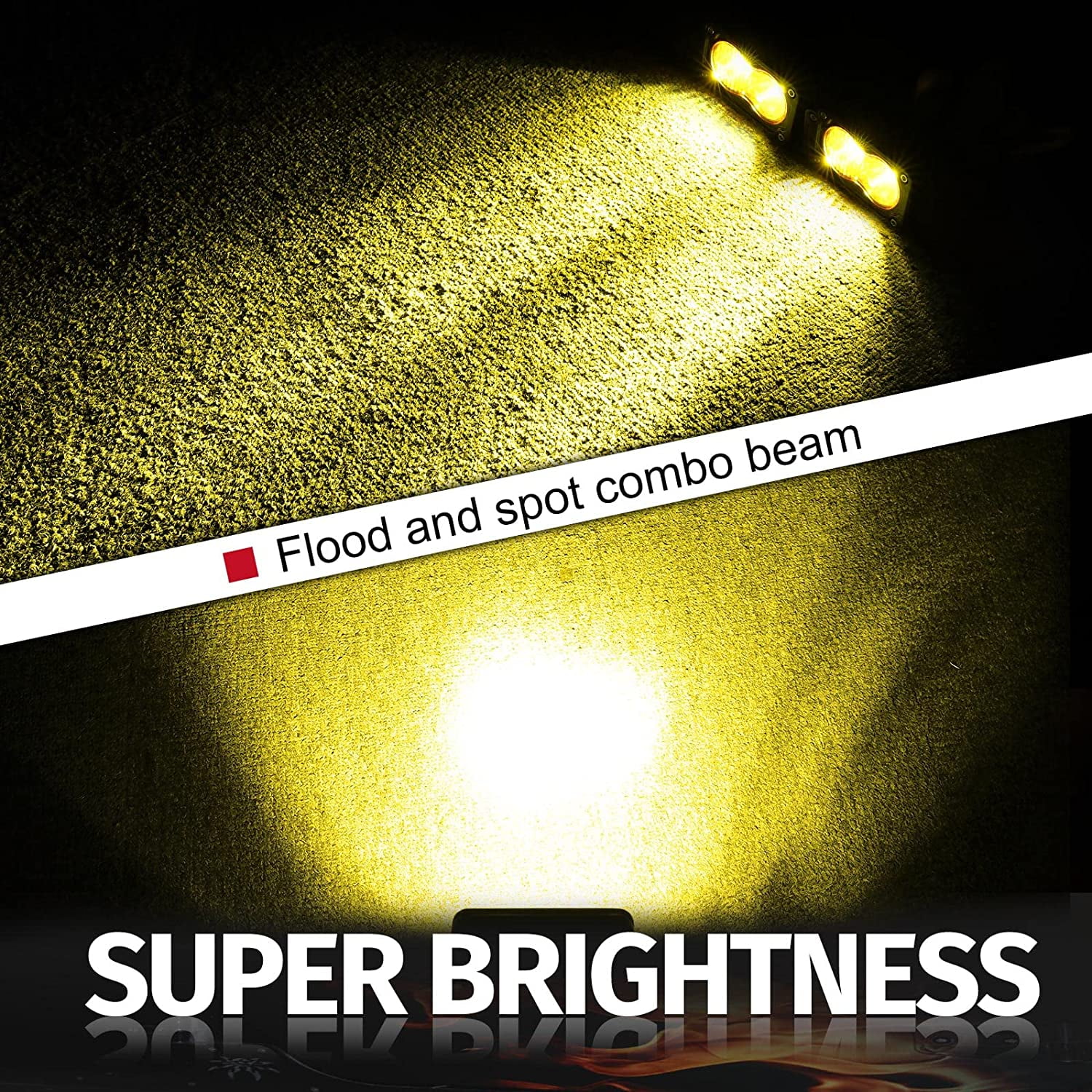 LED Pods Amber, 2Pcs 40W 3 Inch Driving Light Pod Yellow Off Road Bumper Lights Super Bright LED Work Light Cube Waterproof Combo Fog Light for Truck ATV UTV SUV Motorcycle Boat
