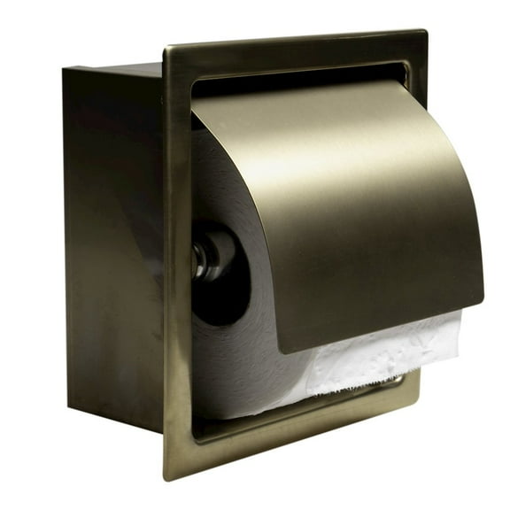 ALFI brand PVD Brushed Gold Stainless Steel Recessed Toilet Paper Holder with Cover