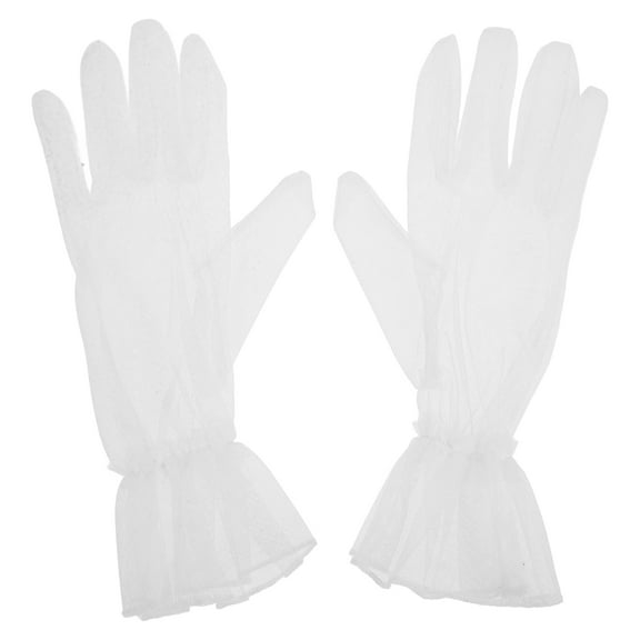 PENIKOKO Bridal Gloves White Tulle For Women Weddings 1 Pair 10.4x3.9x0.2in