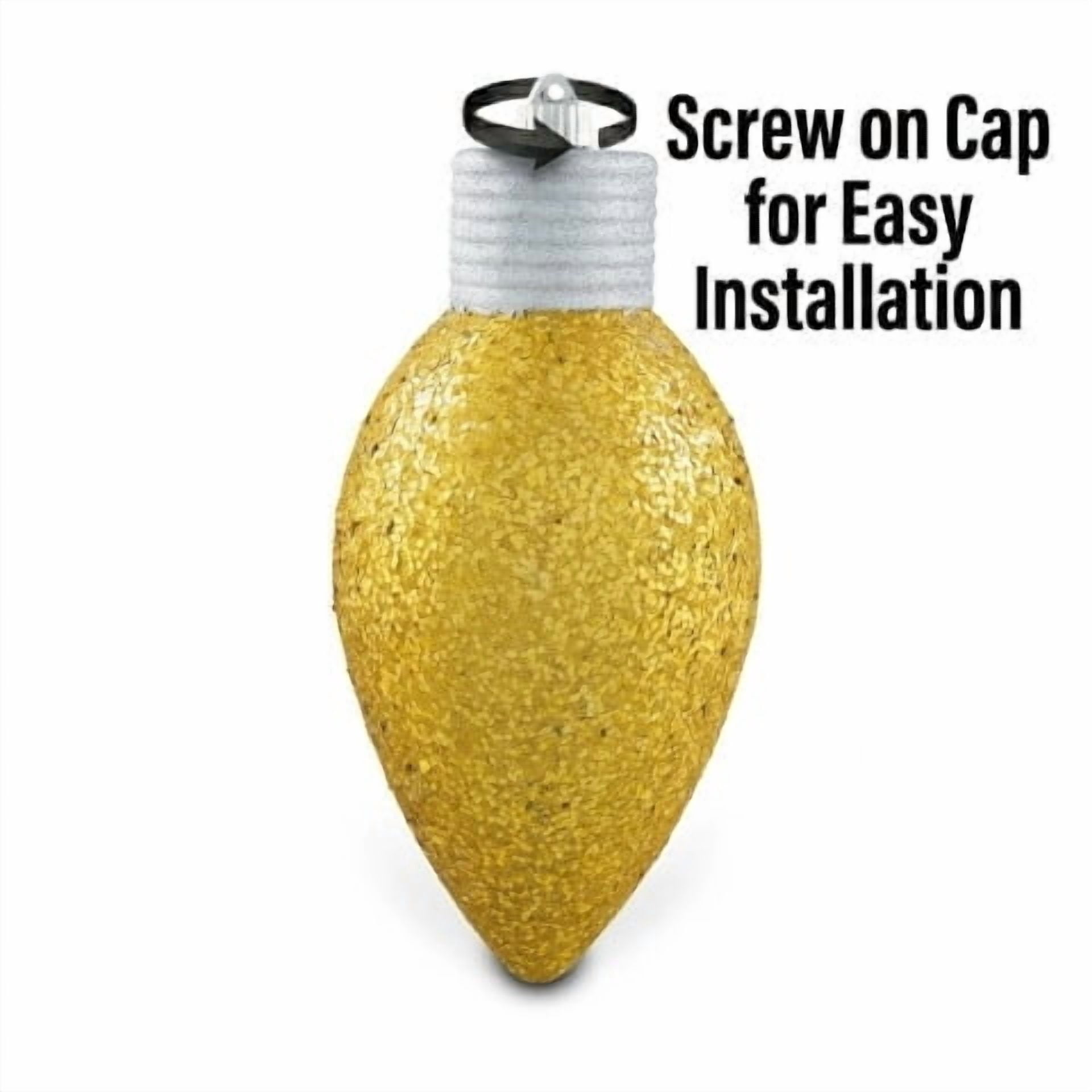 Gold Glitter Jumbo C9 Bulb Shatterproof Christmas Ornament, 12", by Holiday Time