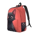 thumbnail image 1 of Disketp Cute Black Kitten Cartoon print Canvas Backpack Lightweight Travel Daypack Student Rucksack Laptop Backpack-Medium, 1 of 5