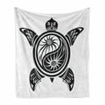 thumbnail image 1 of Turtle Soft Flannel Fleece Throw Blanket, Ying Yang Inspired Ornamental Design on the Shell of Terrapin Animal, Cozy Plush for Indoor and Outdoor Use, 70" x 90", Black and White, by Ambesonne, 1 of 6