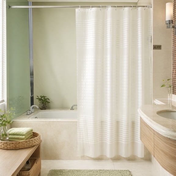 KGJQ Translucent Shower Curtain Liner, PEVA Plastic Shower Liner, Waterproof Bathroom Curtain with Hooks for Bath Tub