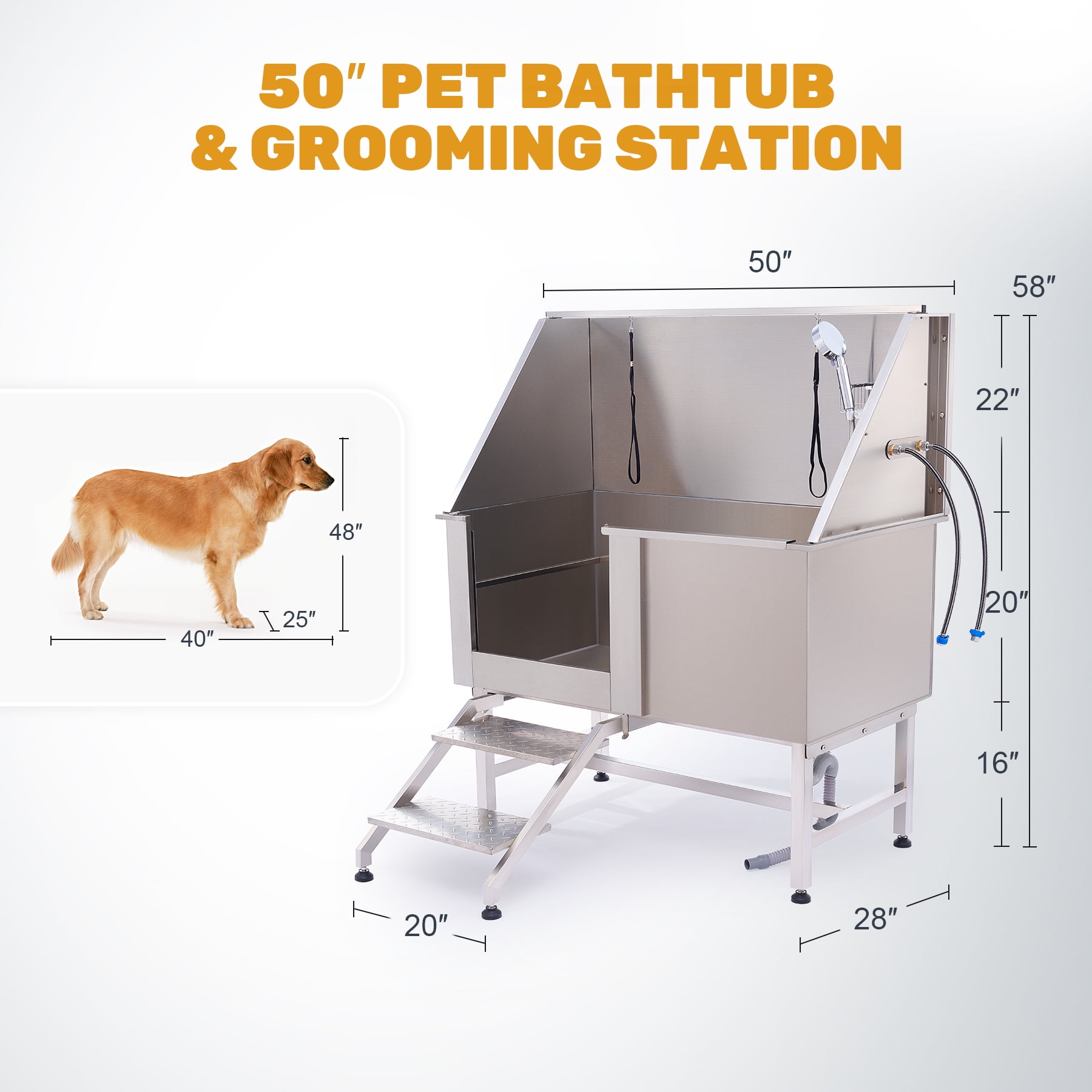 Stainless steel dog washing pool large pet grooming bath With Faucet  Accessorie