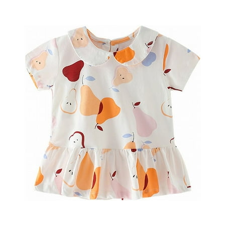 

ZHAGHMIN Girls Short Sleeve Shirts Summer Small And Medium Children Baby Tops Women S Children S Clothing Pear Cartoon Print Cotton Short Sleeved Round Neck T Shirt 6 Birthday Shirt Girl Top for Bab