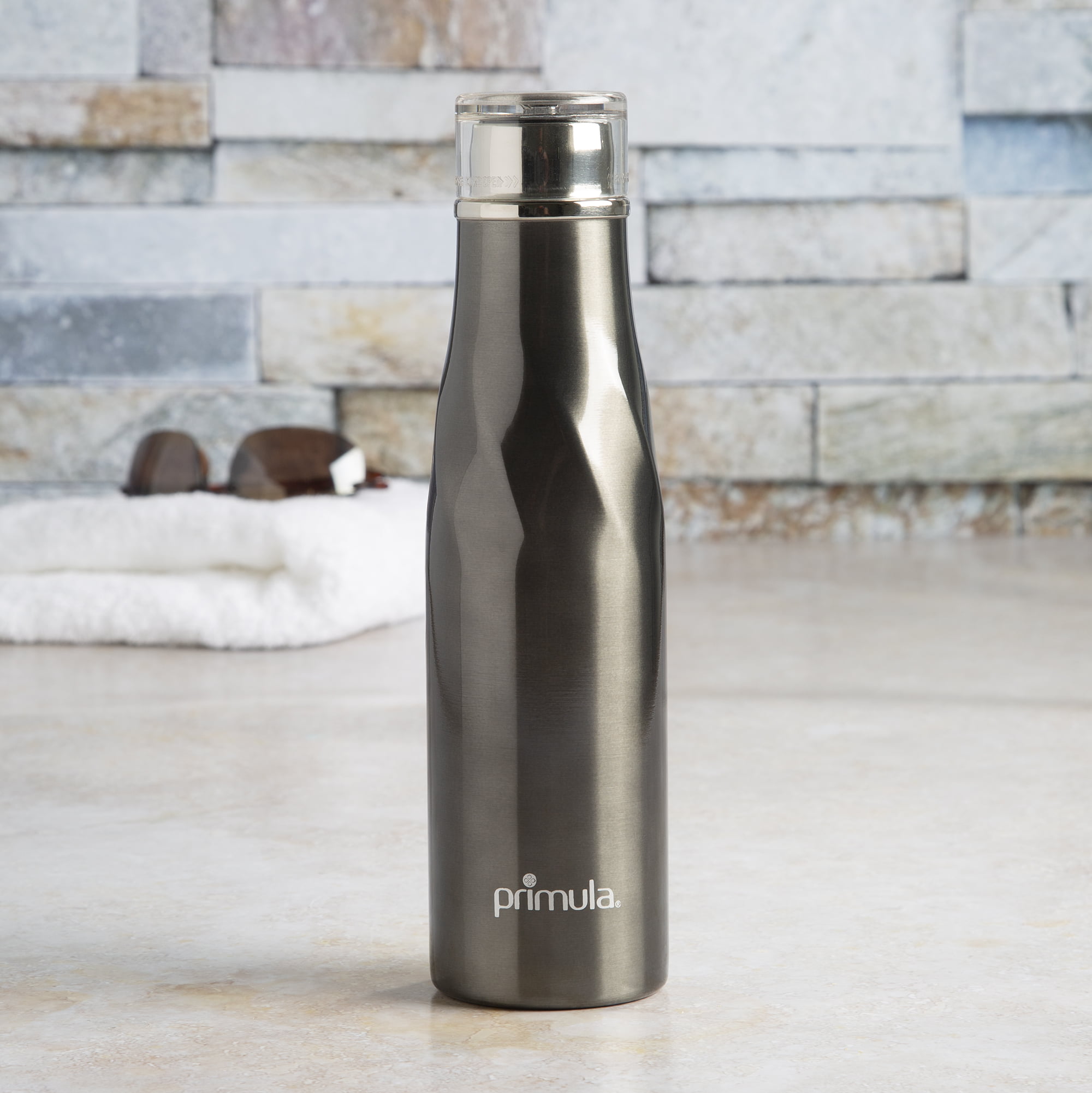 Primula Luster Water Bottle Vacuum Sealed Stainless Steel Thermal Insulated Flask, Silver