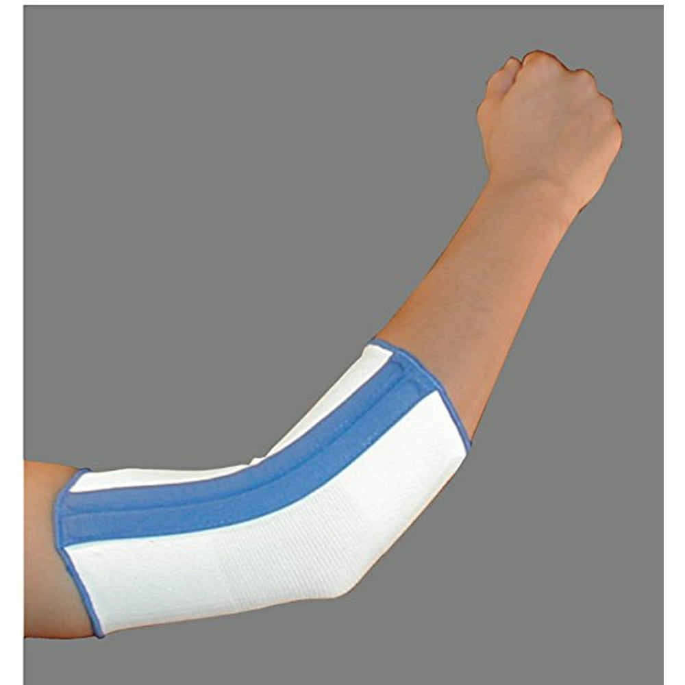 Dual Spiral Stay Compression Elbow Brace (Small, White w/ Blue Trim