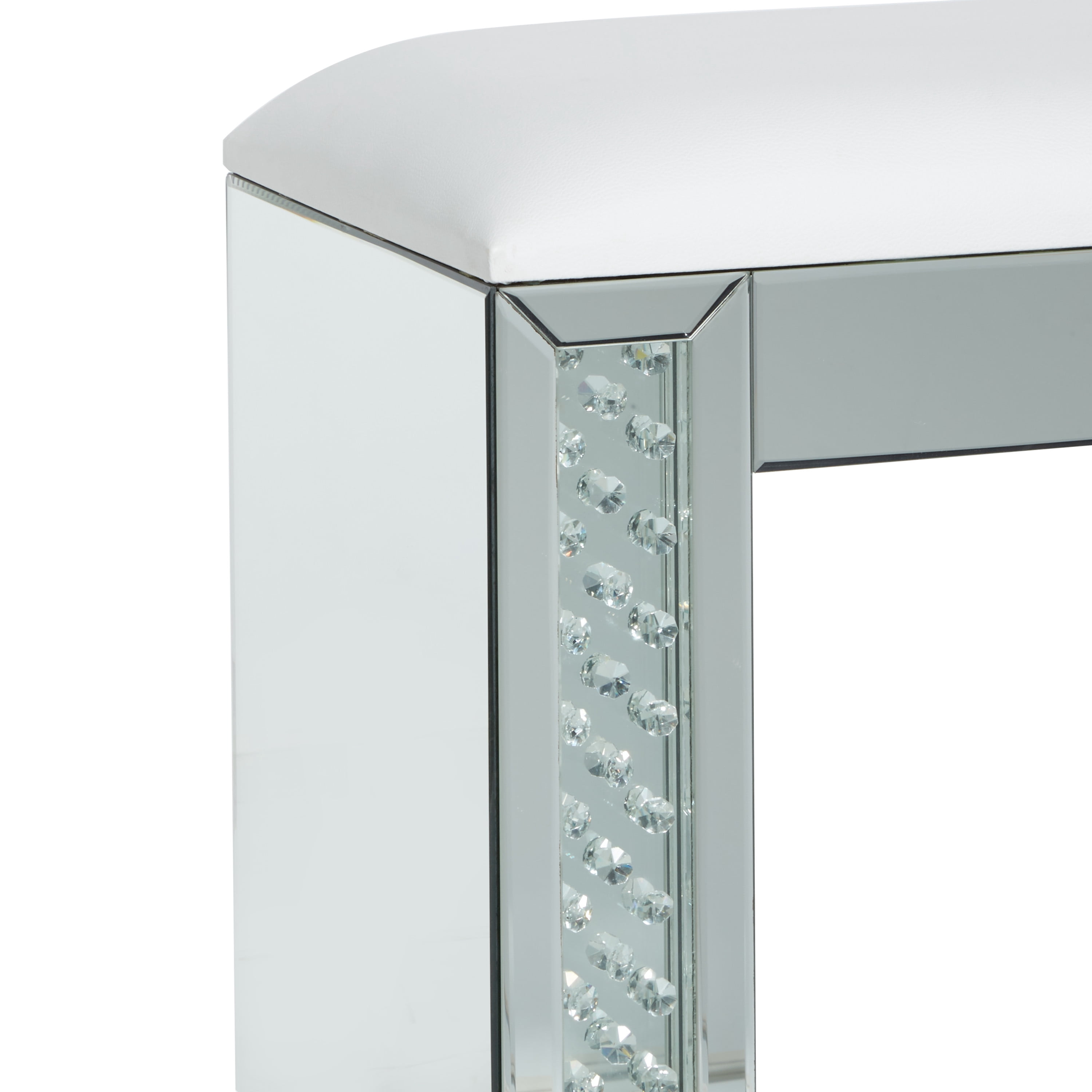 DecMode 15"W, 21"H Wood Glam Stool, Silver, 1-Piece