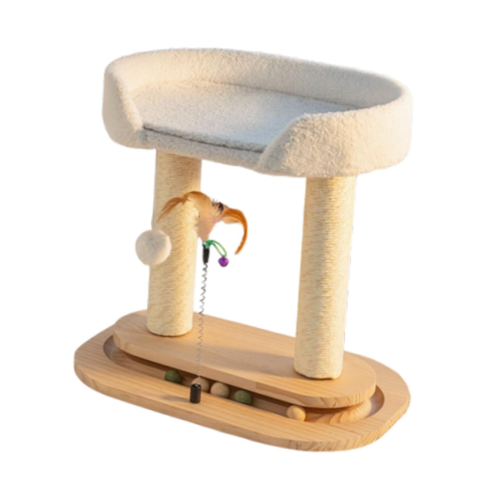 ZheElen Cat Tree Toy Double Turntable For Indoor Cats Features Scratch Post And Toy For Small Large Cats Rest