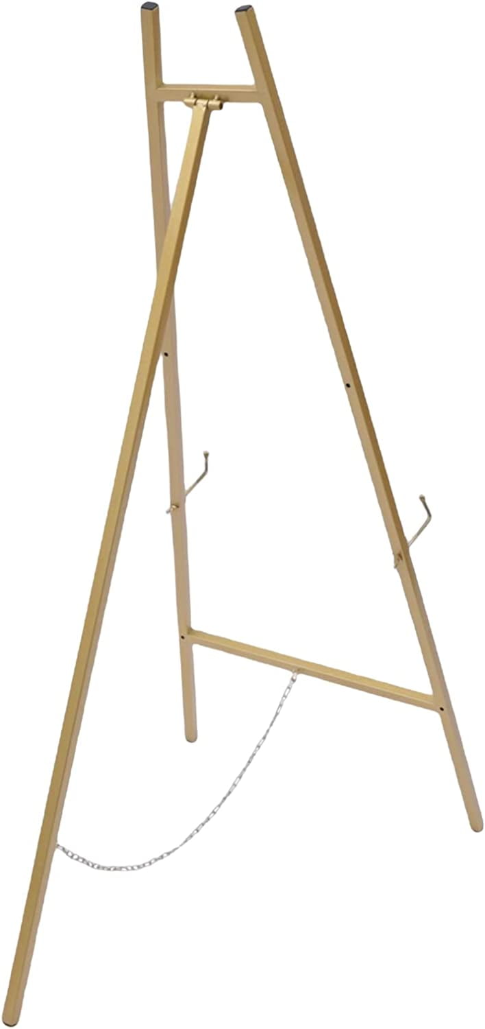 2Pcs Gold Foldable Floor Easel Stand Tall Steel Pipe Wedding Shops Display Rack