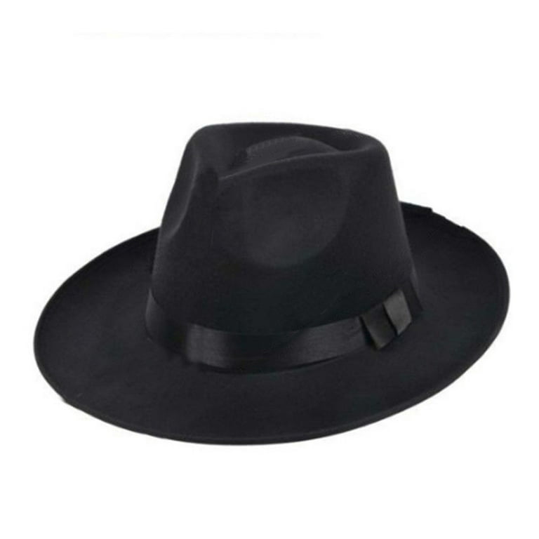 GEMVIE All-match Wide Brim Fedora Hat For Women Solid Color Wool Felt Hat  For Men Autumn Winter Panama Black Yellow Jazz Cap