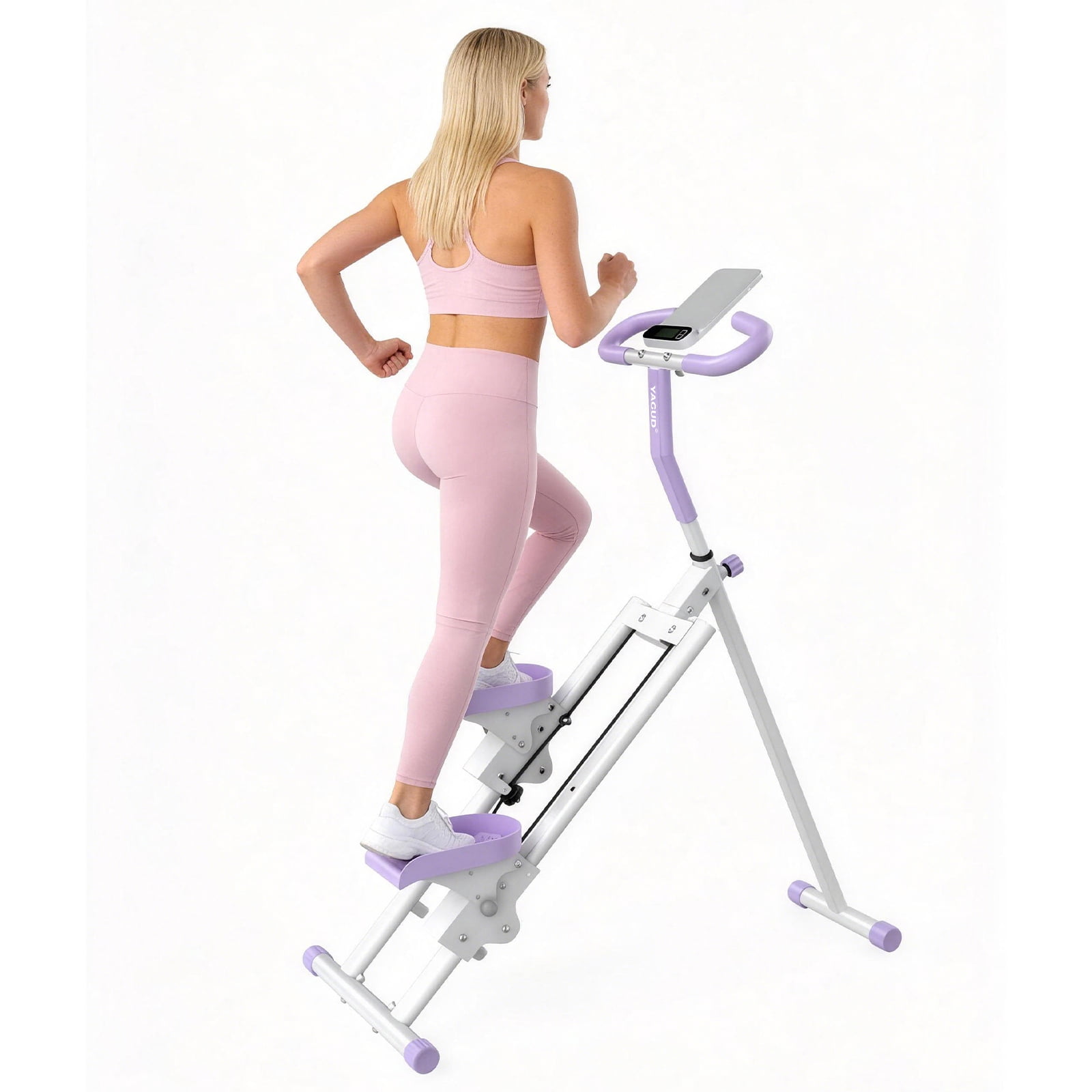 Stair Stepper with 6-Level Adjustable Handrails, 330lb Weight Capacity Stair Climber for Full-Body Exercise, Compact Foldable Step Machines for Home Workouts & Small Spaces, Purple