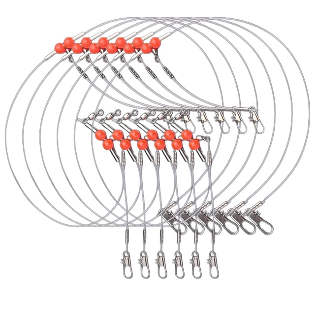 LEFU for Fishing Leaders with Snap Swivels, 26.77\" Heavy Duty Nylon Monofilament Wire Rig for Saltwater Bottom Surf Fishing, 90lb Test Main Leader, 55lb Power Handle, 6 Pack