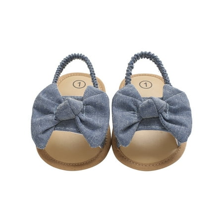 

Baby Girl Bow Knot Sandals Cute Soft Sole Flat Princess Shoes Newborn Infant Non-Slip First Walkers