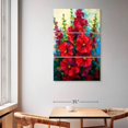 thumbnail image 2 of Elephant Stock Red Hollyhocks Wall Art - Vertical Multi Panel Canvas - Living Room Wall Decor - Floral And Botanical Multi Panel - Red And Blue Decor By Marion Rose - 42" x 65", 2 of 4