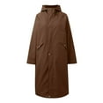 thumbnail image 5 of Womens Long Raincoats Rain Jacket Waterproof Packable Hooded Windbreaker Coffee XL, 5 of 7