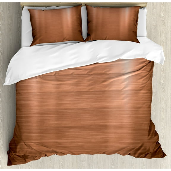 Abstract Duvet Cover Set, Indusrial Plate Facade Illustration Tough Construction Element Modern, Decorative 3 Piece Bedding Set with 2 Pillow Shams, Queen Size, Pale Coral Chocolate, by Ambesonne