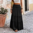 thumbnail image 4 of HomeGardon Maxi Skirts for Women Summer Casual Tiered Maxi Skirt Without Pockets Elastic Waist Flowy Pleated Long Skirt, 4 of 6