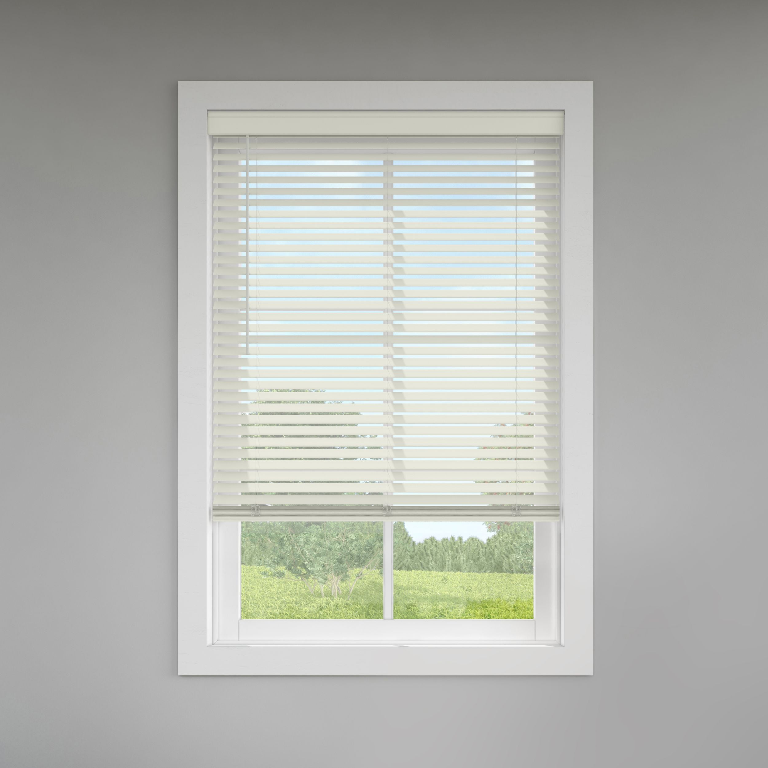 LEVOLOR Custom Classic Value 2" Cordless Faux Wood Blinds, White, 57" Width x 48" Length