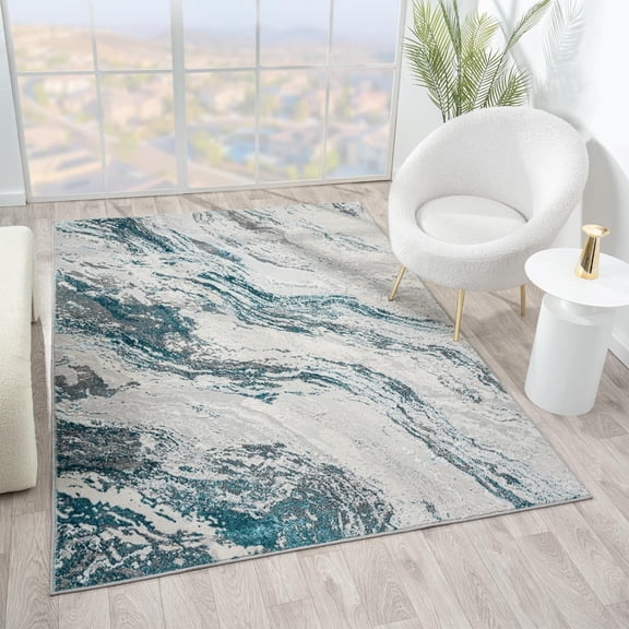Luxe Weavers Modern Abstract Turquoise 8x10 Area Rug, Indoor Carpet