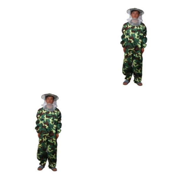 Naiovety Traje de apicultura fácil de usar, equipo ligero y esencial, chaqueta ventilada duradera para apicultor, camuflaje verde XXL camuflaje verde XXL 2Conjunto